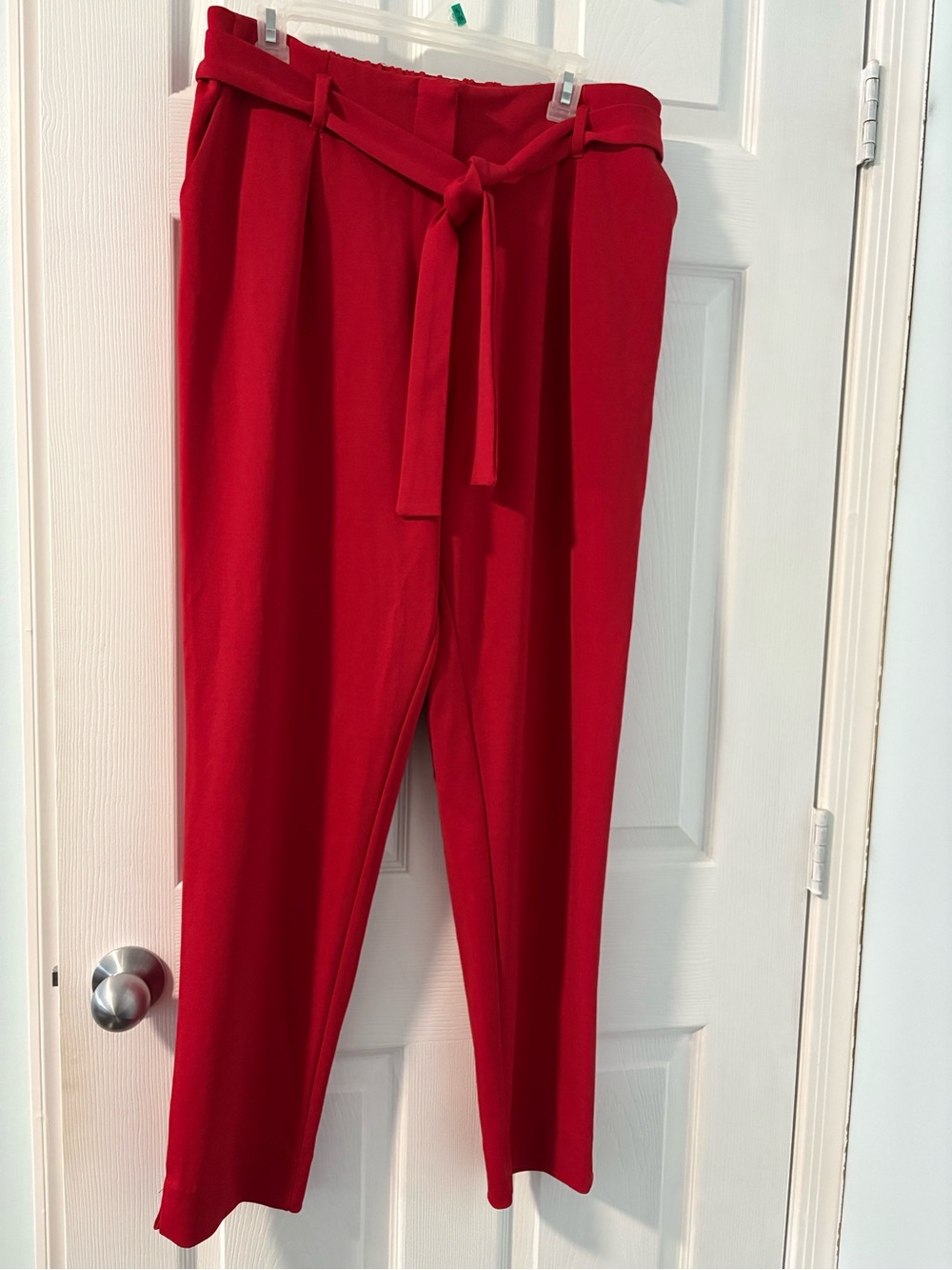 High Waist Red Trousers with matching belt
